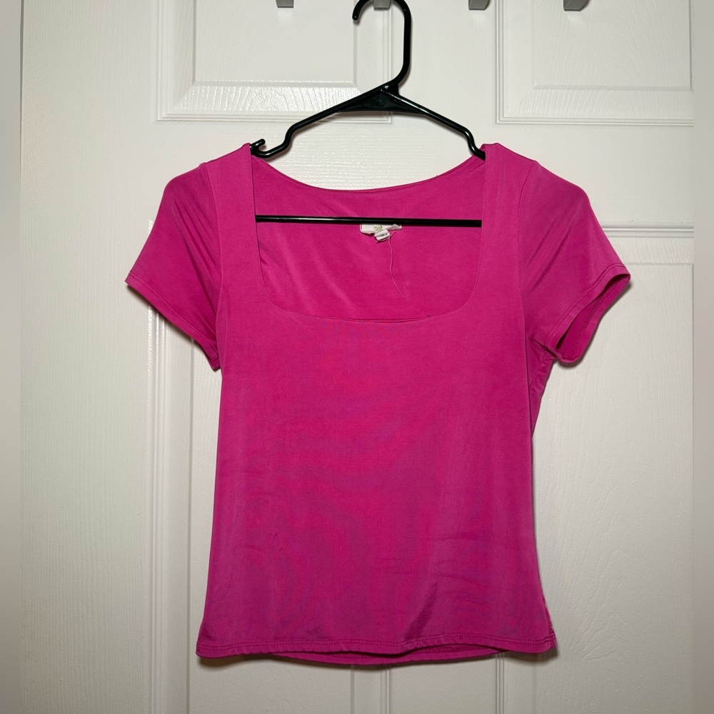 Vibrant Hot Pink Short Sleeve Top